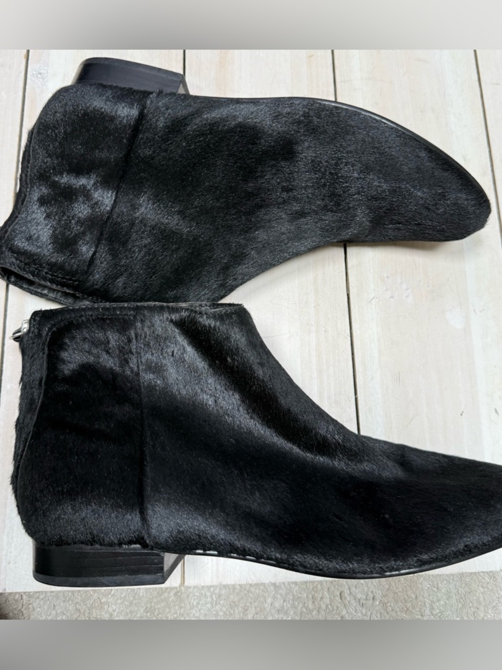 Theory  Black Calf hair leather ankle boots Size 7.5